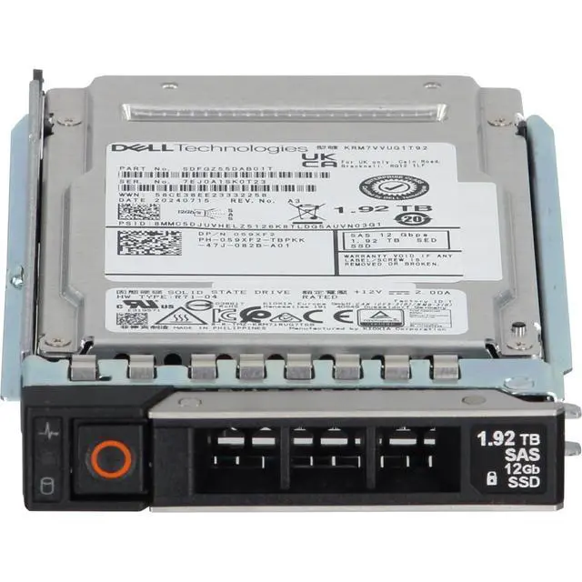 Alt view image 2 of 5 - (NOT FOR HOME PC!) 59XF2-CDL Dell 1.92TB 12Gbps vSAS MU TLC SED 2.5 SSD KRM7VVUG1T92