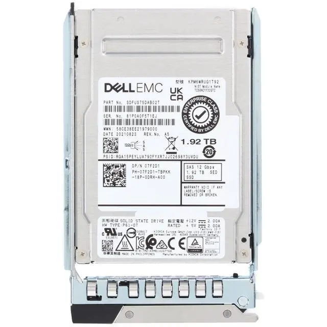 Alt view image 5 of 5 - (NOT FOR HOME PC!) 7F2D1-CP1 Dell 1.92TB 12/24Gbps SAS RI TLC SED FIPS 2.5 SSD KPM6WRUG1T92 CPO