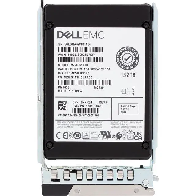 Alt view image 5 of 5 - (NOT FOR HOME PC!) NRR34-CP2 Dell 1.92TB 24Gbps SAS RI TLC 2.5 SSD PM1653 CPO