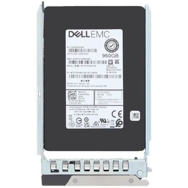 Alt view image 5 of 5 - 5V73V-CDL Dell 960GB 6Gbps SATA MU TLC 7mm 2.5 SSD 512e 5400 Max
