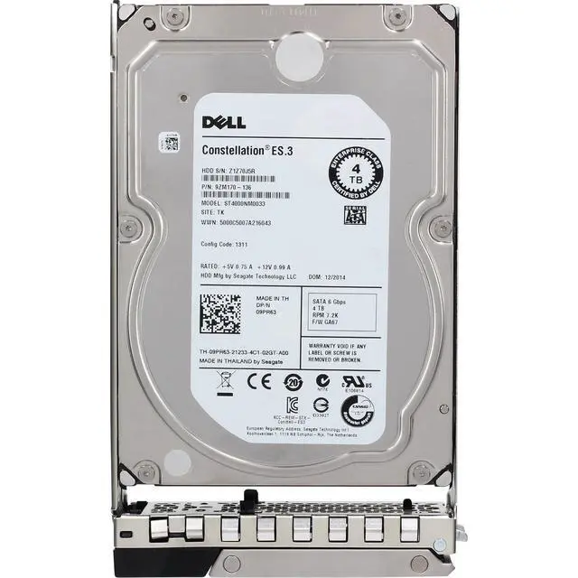 Alt view image 5 of 5 - 9PR63-CP1 Dell 4TB 7.2K 512n 6Gbps SATA 3.5 HDD Constellation ES.3 CPO