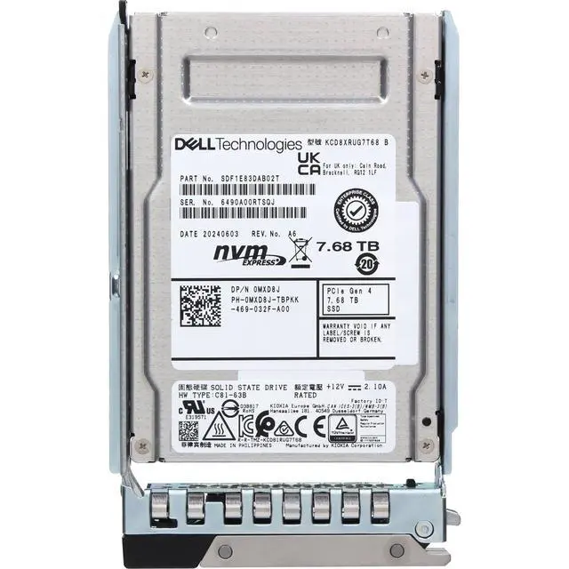 Alt view image 5 of 5 - MXD8J-CD1 Dell 7.68TB Data Center NVMe Gen4 RI TLC 2.5 SSD CD8-R