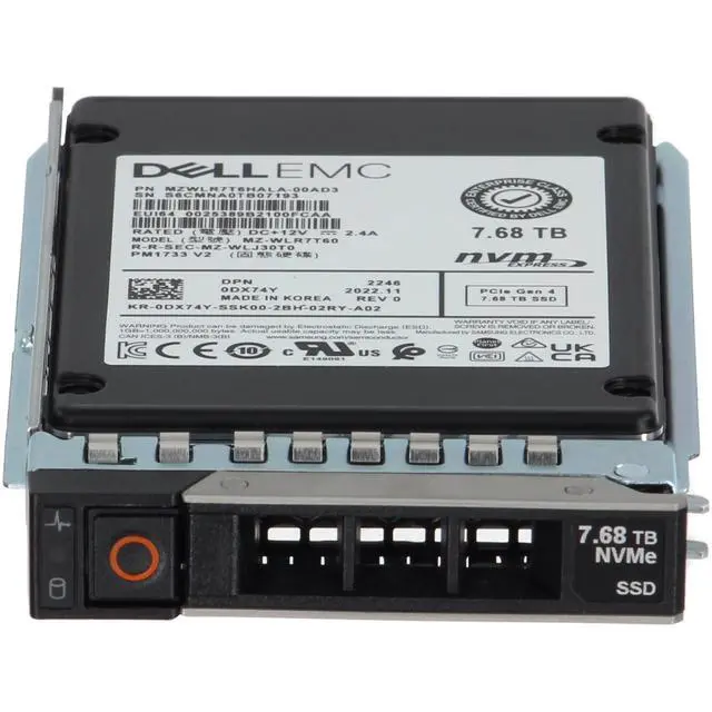 Alt view image 2 of 5 - DX74Y-CP1 Dell 7.68TB Enterprise NVMe Gen4 RI TLC 2.5 SSD PM1733 V2 CPO