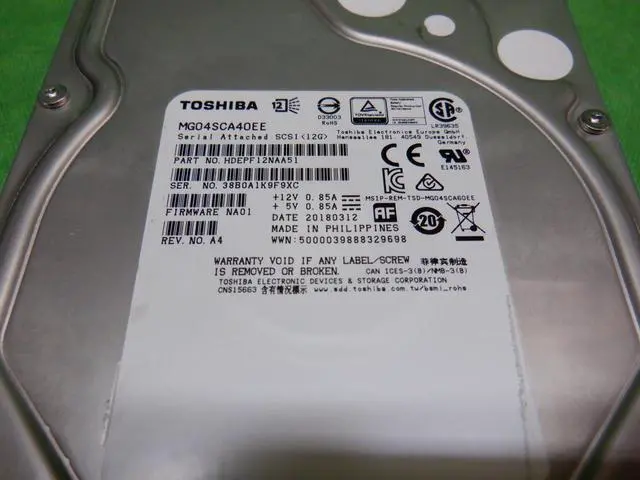 Alt view image 2 of 3 - (NOT FOR HOME PC!) Toshiba HDEPF12NAA51 3.5" 4TB SAS 12.0 Gb/s 7200RPM Enterprise 83% LIFE REMAIN