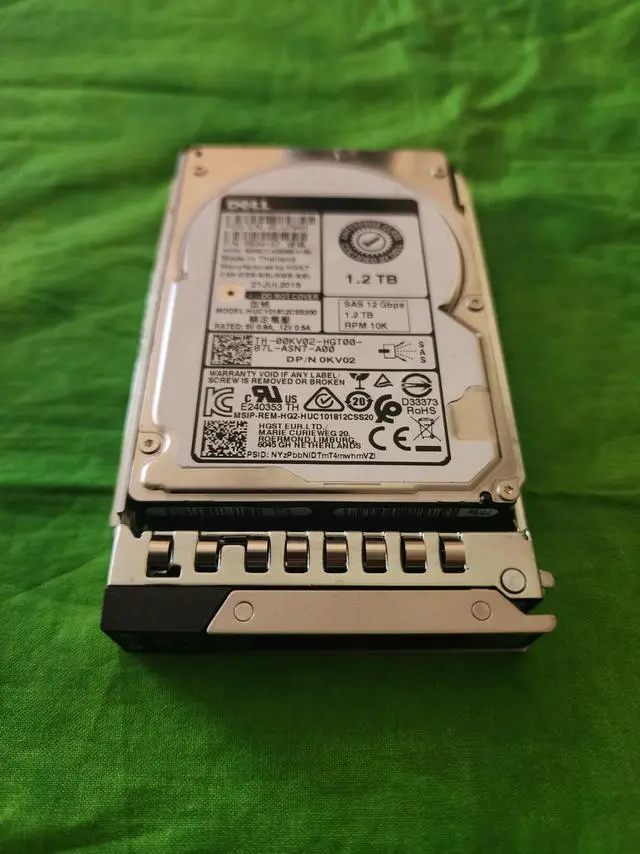 Main image of (NOT FOR HOME PC!) Dell 1.2TB 10K 12G 2.5" SAS HDD HUC101812CSS200 0KV02 GEN14 Caddy 92% REMAINING