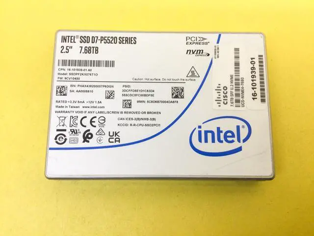 Main image of Solidigm Intel D7-P5520 7.68TB PCIe4.0 NVME 2.5'' U.2 SSD SSDPF2KX076T1O