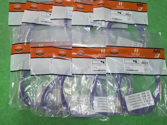 Main image of OM4 LC/UPC- LC/UPC Fiber Patch MM Duplex Purple 50/125 20 FT LOT OF 10 PCS