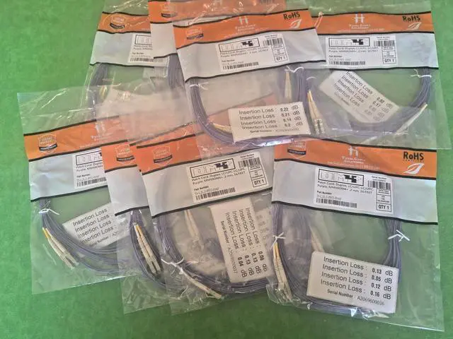 Main image of OM4 LC/UPC- LC/UPC Fiber Patch MM Duplex Purple 50/125 16 FT LOT OF 10 PCS