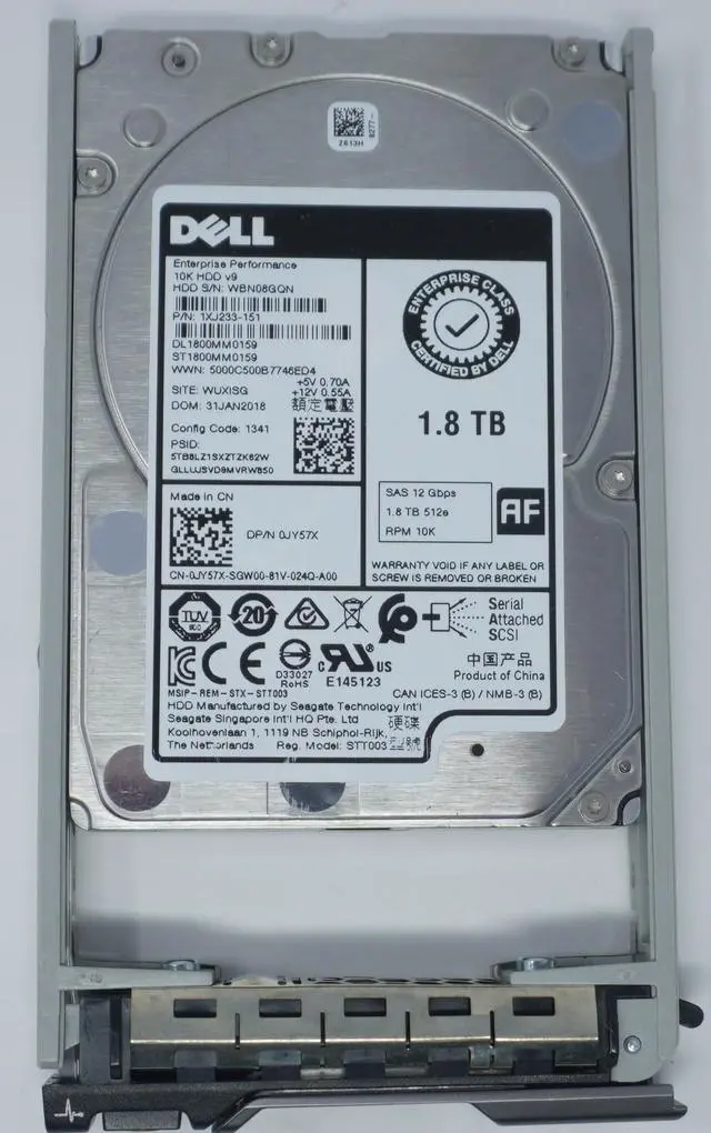 Main image of (NOT FOR HOME PC!) JY57X 0JY57X Dell GEN13 Caddy 1.8TB 10K RPM 12Gb/s 2.5" SAS SERVER Hard Drive RF