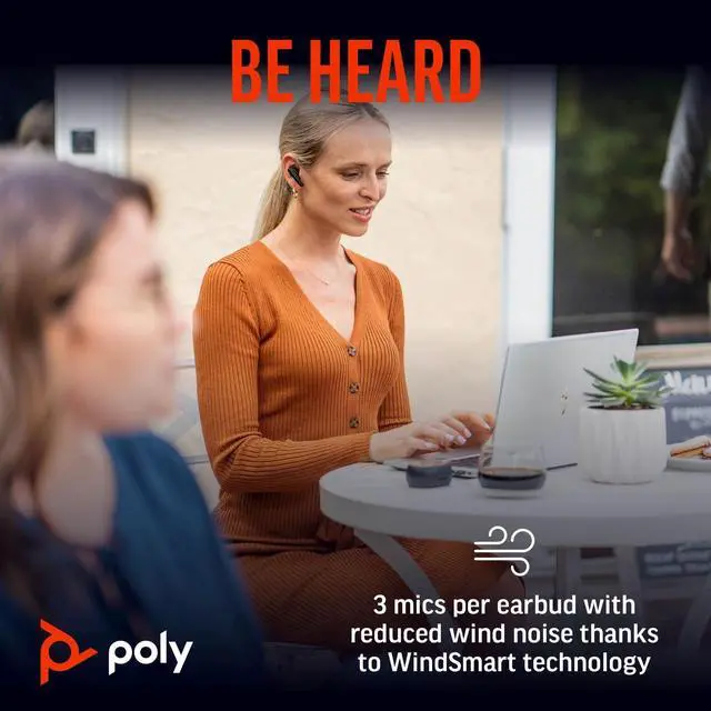 Alt view image 7 of 7 - Poly Voyager Free 60+M UC Carbon Black Earbuds +BT700 USB-C Adapter