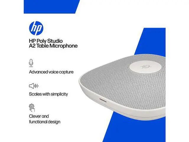 Alt view image 6 of 7 - HP Poly Studio A2 White Table Microphone w/ Mounting Plate I/O cables