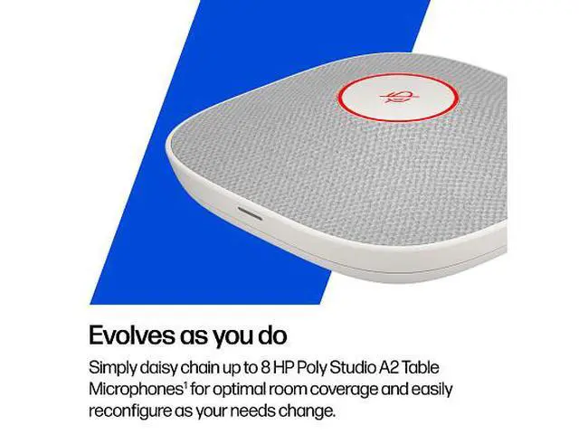 Alt view image 7 of 7 - HP Poly Studio A2 White Table Microphone w/ Mounting Plate I/O cables