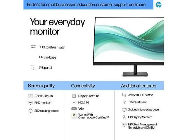 Alt view image 6 of 7 - HP Series 3 Pro 27 inch FHD Monitor - 327pf 27" FHD (1920 x 1080) 48-100 Hz