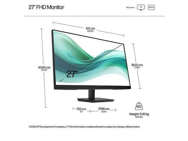 Alt view image 7 of 7 - HP Series 3 Pro 27 inch FHD Monitor - 327pf 27" FHD (1920 x 1080) 48-100 Hz
