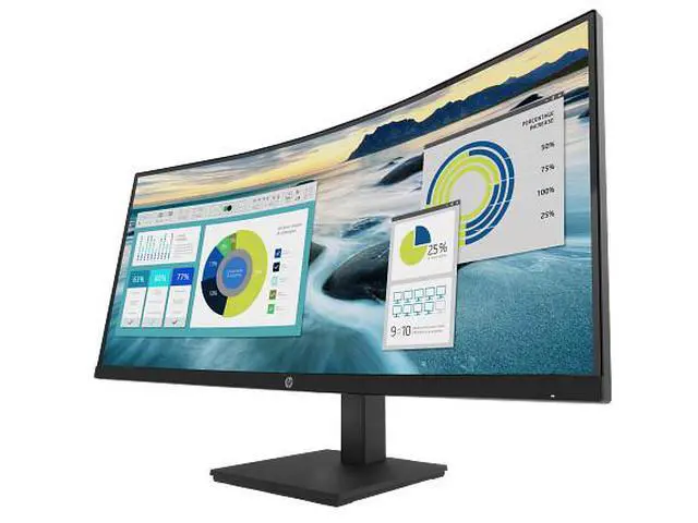 Alt view image 2 of 7 - HP P34hc G4 WQHD USB-C Curved Monitor 34" WQHD (3440 x 1440) 48-100 Hz