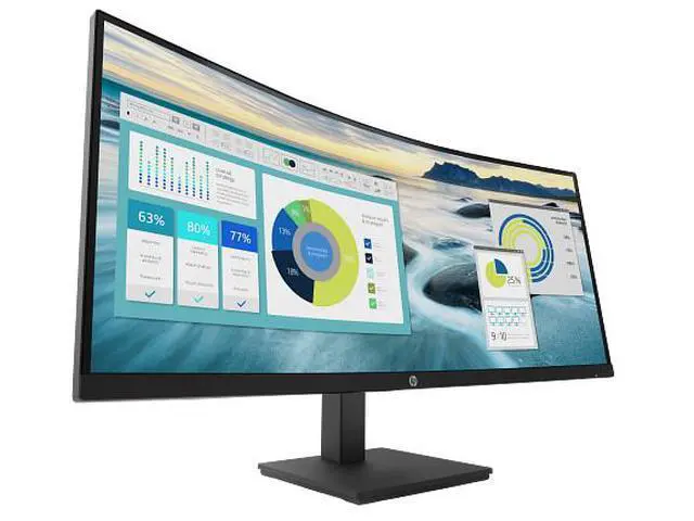 Alt view image 5 of 7 - HP P34hc G4 WQHD USB-C Curved Monitor 34" WQHD (3440 x 1440) 48-100 Hz
