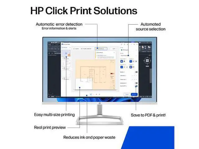Alt view image 7 of 7 - HP DesignJet T210 Large Format 24" Plotter Printer Compact, High-Precision