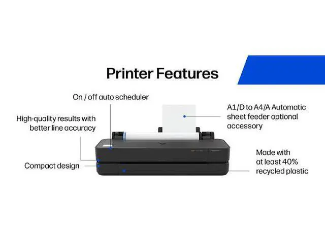 Alt view image 6 of 7 - HP DesignJet T210 Large Format 24" Plotter Printer Compact, High-Precision