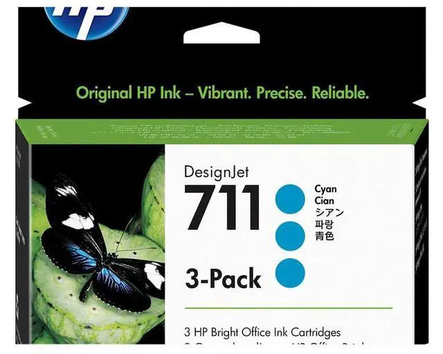 Main image of HP 711 3-pack 29-ml Cyan DesignJet Ink Cartridges, CZ134A