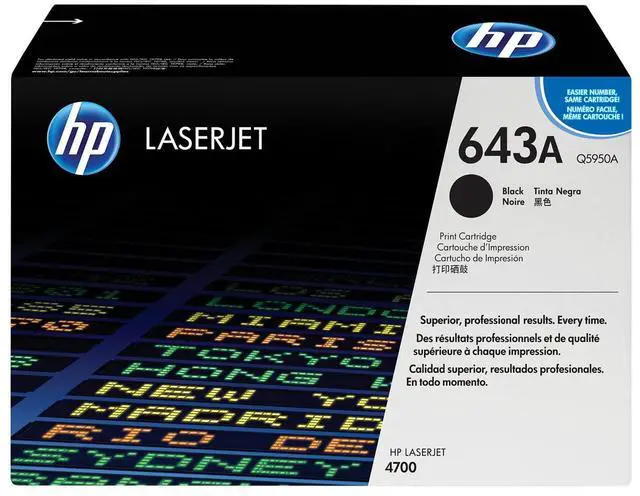 Main image of HP 643A Black Original LaserJet Toner Cartridge, ~11,000 pages, Q5950A