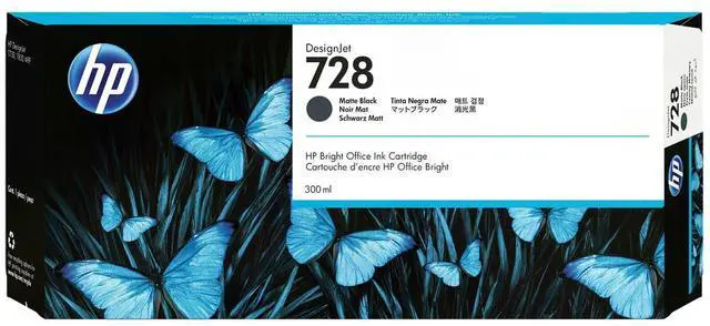 Main image of HP 728 300-ml Matte Black DesignJet Ink Cartridge, F9J68A