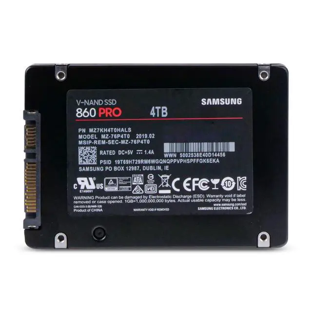 Alt view image 2 of 7 - Samsung 860 PRO 4TB MZ7KH4T0HALS SATA 6Gb/s V-NAND MLC 0.6 DWPD 2.5" SSD