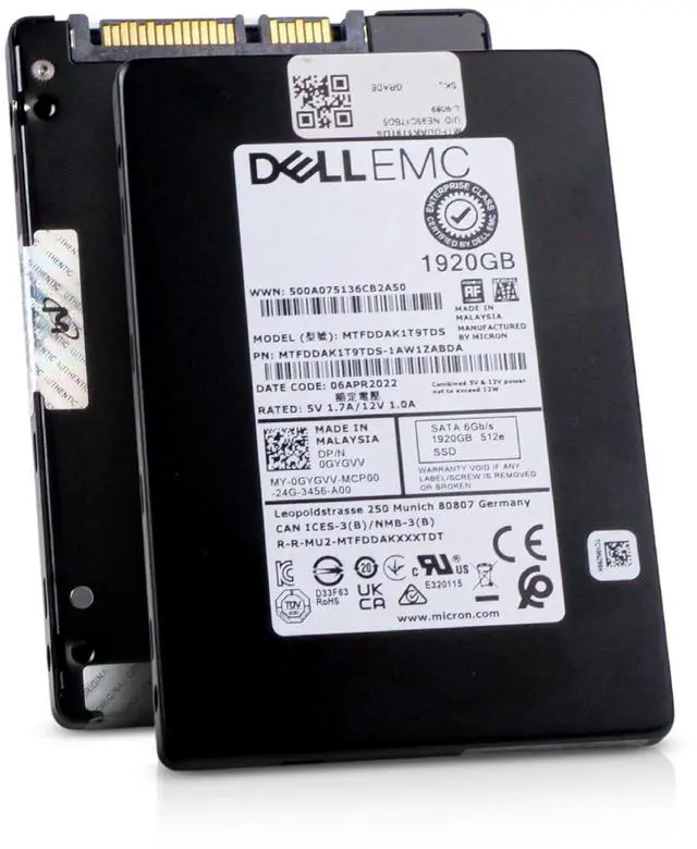 Main image of Dell/Micron 5300 PRO 1.92TB MTFDDAK1T9TDS SATA 6Gb/s 3D TLC 512e 2.5" SSD