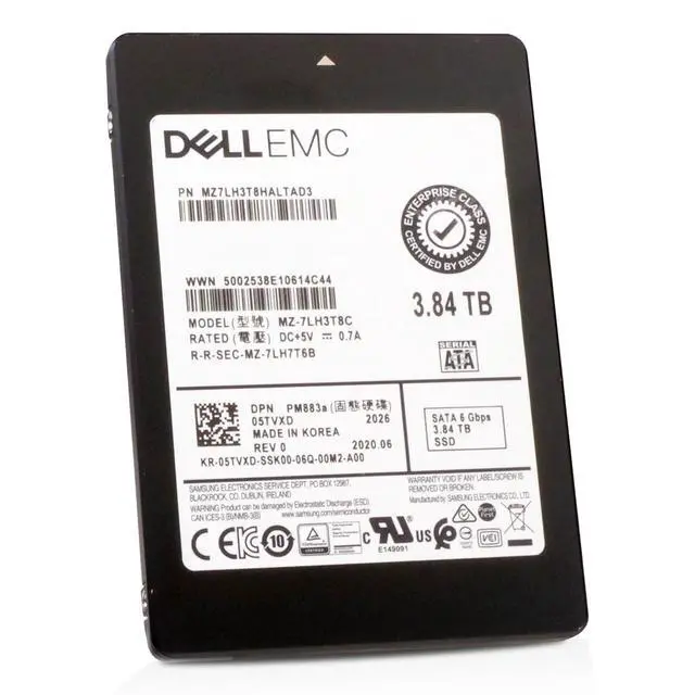 Alt view image 4 of 7 - Dell/Samsung 3.84TB PM883a MZ7LH3T8HALTAD3 SATA 6Gb/s 3D TLC 1 DWPD 2.5" SSD