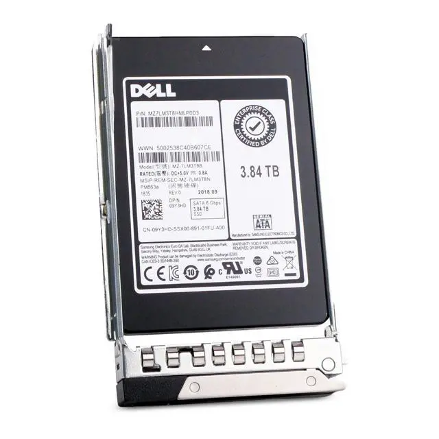 Alt view image 2 of 7 - Dell 3.84TB SATA 6Gb/s 3D TLC 1.3 DWPD 2.5" Read Intensive SSD 09Y3HD G16