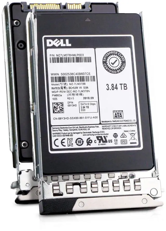 Main image of Dell 3.84TB SATA 6Gb/s 3D TLC 1.3 DWPD 2.5" Read Intensive SSD 09Y3HD G16