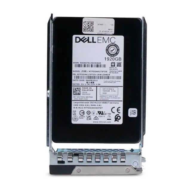 Alt view image 2 of 7 - Dell 1.92TB SATA 6Gb/s 3D TLC 512e 1.5 DWPD 2.5" Enterprise SSD 0GYGVV G16