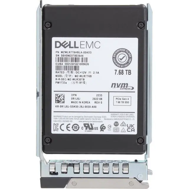 Alt view image 5 of 5 - R1J8J-CP1 Dell 7.68TB Enterprise NVMe Gen4 RI TLC 2.5 SSD PM1733a CPO