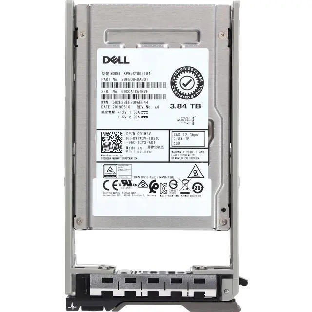 Alt view image 5 of 5 - (NOT FOR HOME PC!) 91W3V-CDL Dell 3.84TB 12Gbps SAS MU TLC 2.5 SSD KPM5XVUG3T84