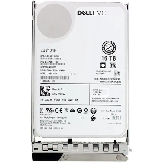 Alt view image 5 of 7 - 39XRY Dell 16TB 7.2K 512e 6Gbps SATA 3.5 HDD Exos X16