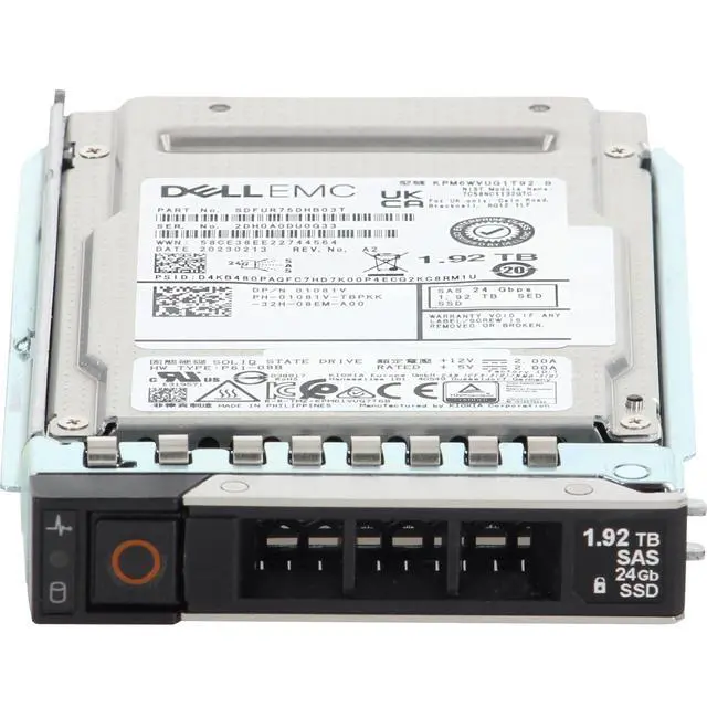 Alt view image 2 of 5 - (NOT FOR HOME PC!) 1081V-CDL Dell 1.92TB 24Gbps SAS MU TLC SED FIPS 2.5 SSD KPM6WVUG1T92