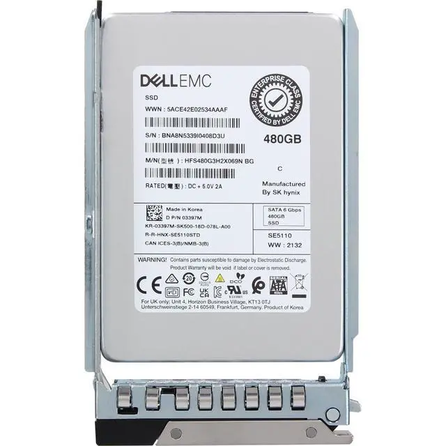 Alt view image 5 of 5 - 3397M-CDL Dell 480GB 6Gbps SATA RI TLC 7mm 2.5 SSD SE5110