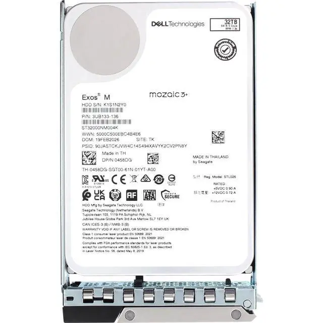 Alt view image 5 of 5 - 458DG-CDN Dell 32TB 7.2K 512e 6Gbps SATA 3.5 HDD Exos M