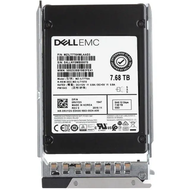 Alt view image 5 of 5 - (NOT FOR HOME PC!) RVYD5-CP1 Dell 7.68TB 12Gbps SAS RI TLC 2.5 SSD PM1643 CPO
