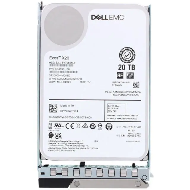 Alt view image 5 of 5 - WDVF4-CDN Dell 20TB 7.2K 512e 6Gbps SATA 3.5 HDD Exos X20