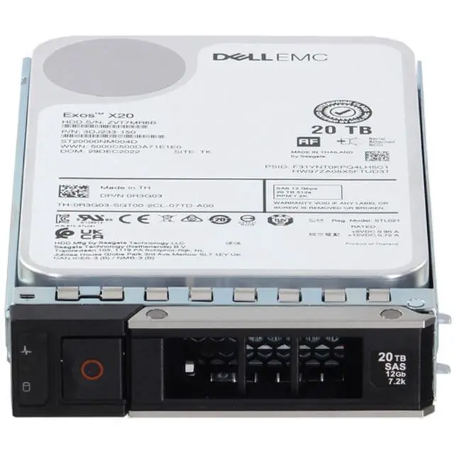 Alt view image 2 of 7 - (NOT FOR HOME PC!) R3G03 Dell 20TB 7.2K 512e 12Gbps NL SAS 3.5 HDD Exos X20