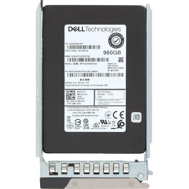 Alt view image 5 of 7 - R0P7D Dell 960GB 6Gbps SATA RI TLC 7mm 2.5 SSD 5400 Pro