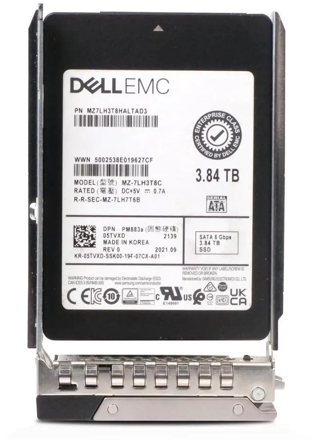 Alt view image 2 of 7 - Dell 3.84TB SATA 6Gb/s 2.5in Enterprise PowerEdge SSD 400-BCSW G16 Tray