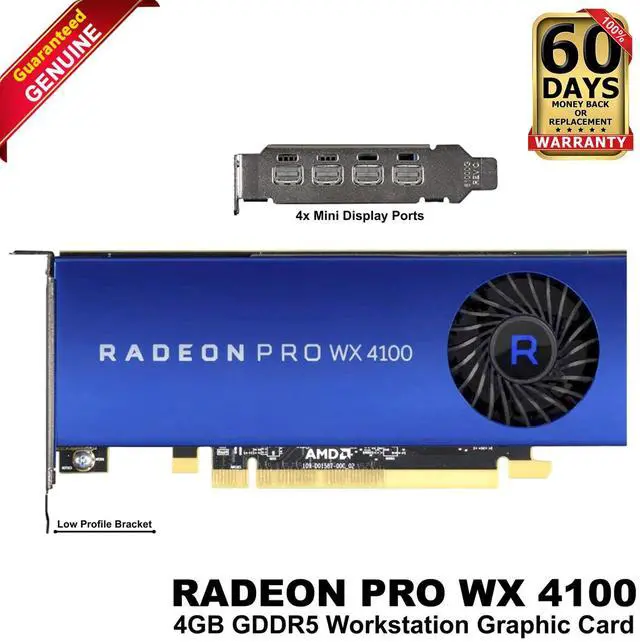 Main image of Dell AMD Radeon Pro WX 4100 4GB GDDR5 Quad Mini Display port Graphics Card HFXTY