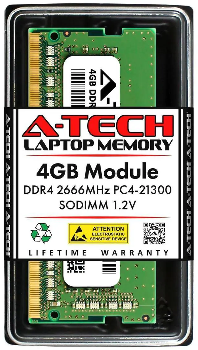Main image of A-Tech 4GB DDR4 2666 PC4-21300 Laptop 260-Pin SODIMM Notebook Memory RAM 1x 4G