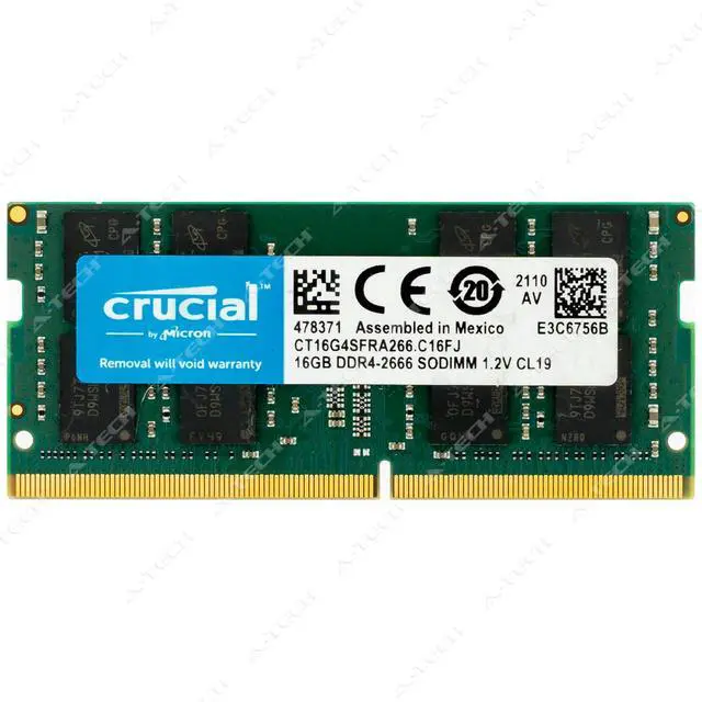 Alt view image 2 of 3 - Crucial 16GB DDR4 2666 MHz PC4-21300 SODIMM Laptop Memory RAM 1x (CT16G4SFRA266)
