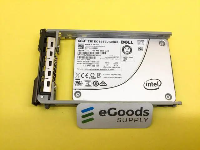 Main image of R3J3Y Dell 1.6TB SATA 6Gbps Read Intensive 2.5in SSD 0R3J3Y SSDSC2BB016T7R