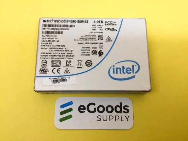 Main image of Intel DC P4510 Series 4TB PCIe3.0 NVME U.2 2.5in SSD SSDPE2KX040T8O