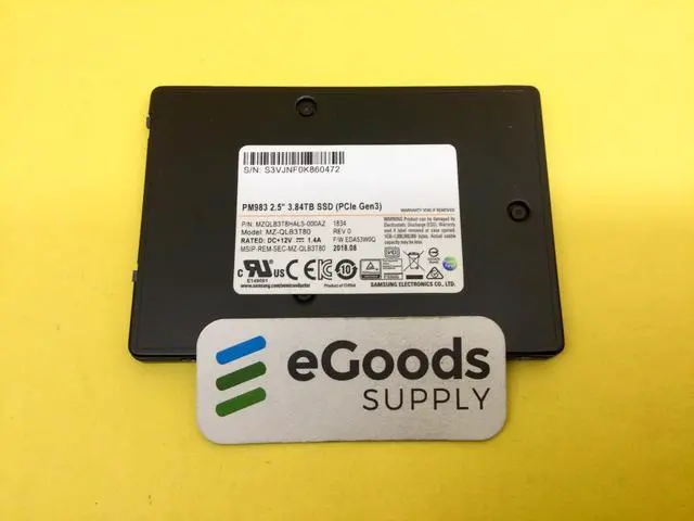 Main image of MZ-QLB3T80 Samsung PM983 3.84TB PCIe Gen3 NVMe U.2 2.5" SSD MZQLB3T8HALS