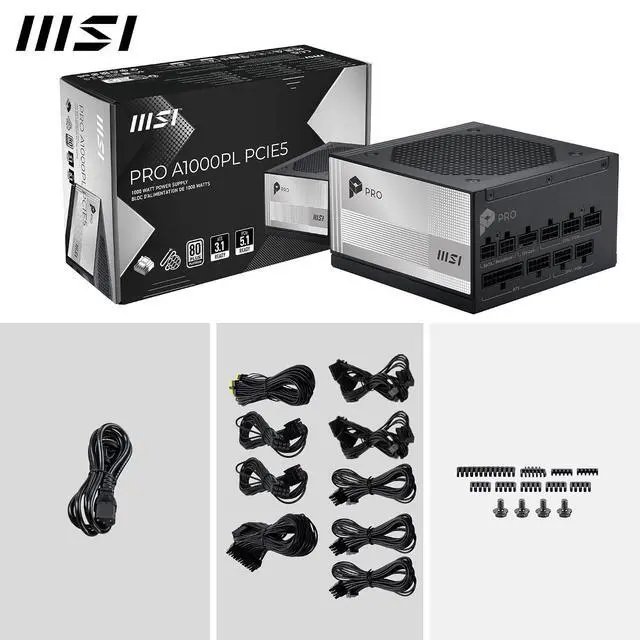 Alt view image 6 of 6 - MSI 1000W Fully Modular Power Supply 80 PLUS Platinum ATX 3.1 PCIe 5.1