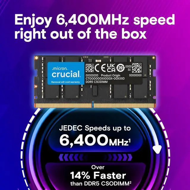 Alt view image 2 of 5 - Crucial 16GB DDR5-6400 CSODIMM Support for Ai, Laptop Memory CT16G64C52CS5